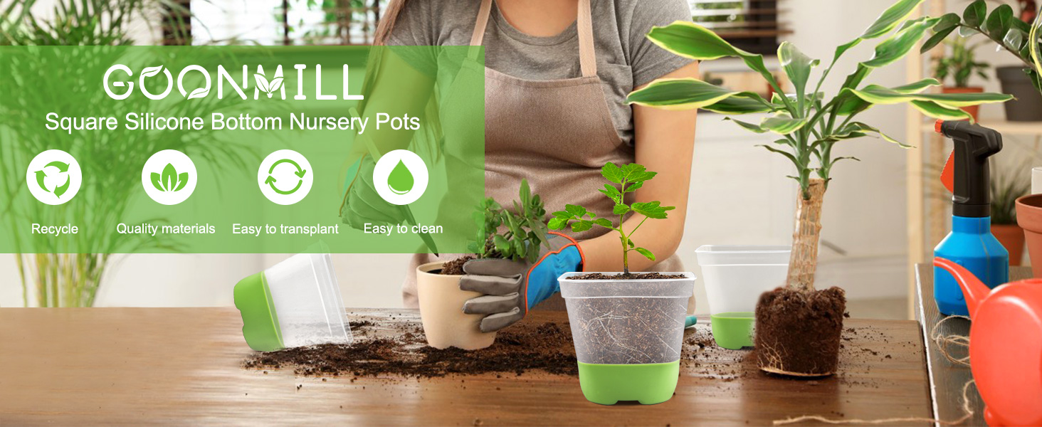 The 2024 Square Silicone Bottom Nursery Pot is high quality, recyclable and easy to clean.