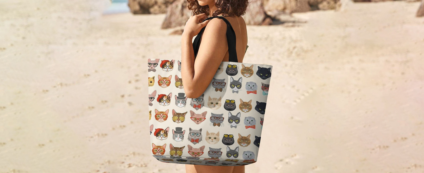 cat Beach Tote Bag for Women