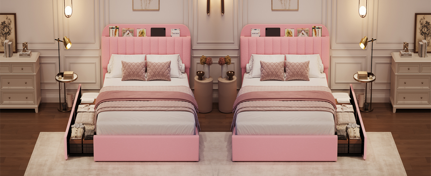 twin bed frame pink