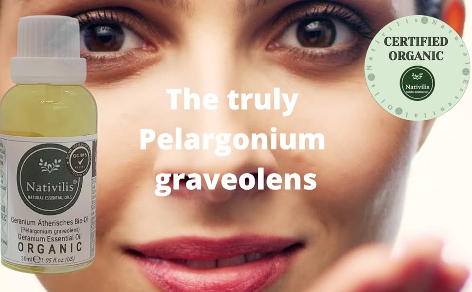 Nativilis Organic Geranium Essential Oil (Pelargonium graveolens) - 100% Natural 