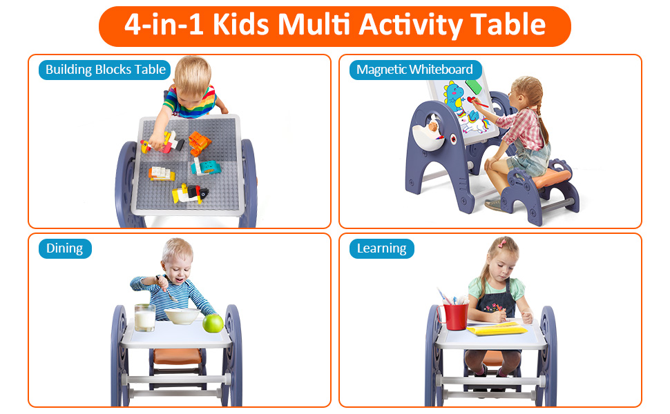 2 in 1 Easel for Kids Toddlers, Standing Art Easel with Building Block Table, Multi