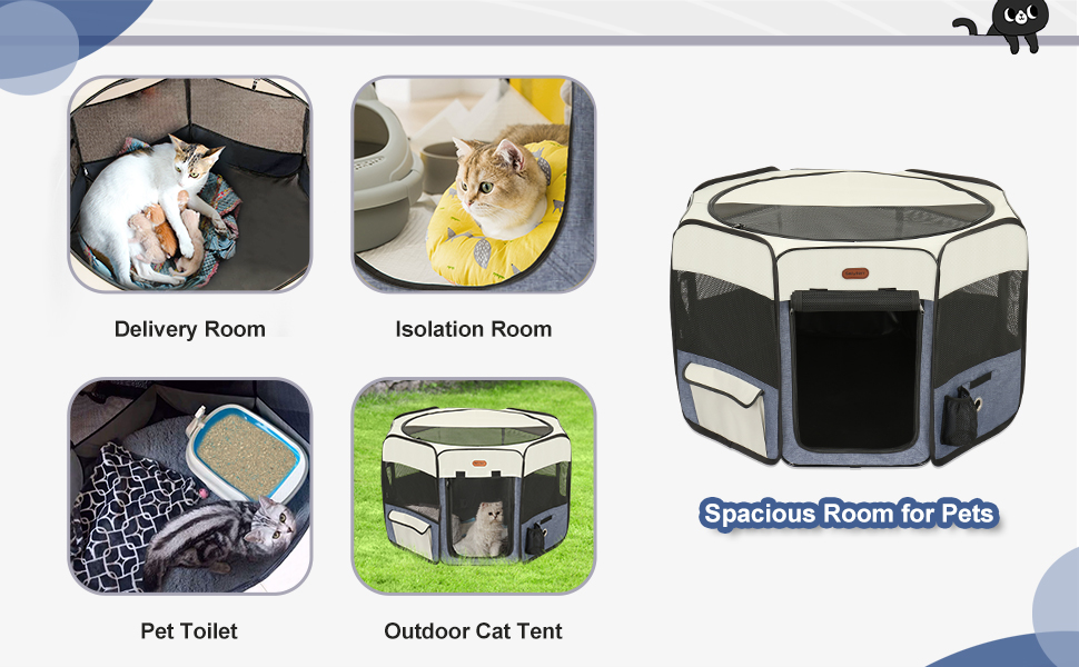 Seiyierr Pet Playpen Cat Playpen, Foldable Cat Playpen for