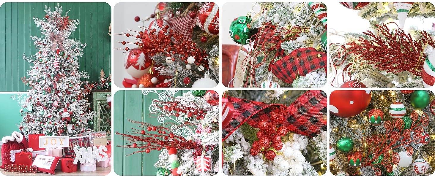 Red twigs on a Christmas tree