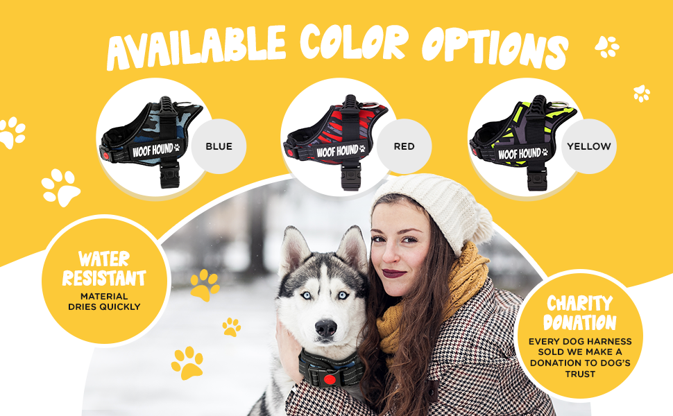 WOOF HOUND - Dog Harness, No Pull, Strong Grip, Adjustable, Reflective, Water Resistant, No Choking, Soft, Padded, Breathable, Light Weight, Rubber Handle, Easy On & Off, For Small Medium Large Dogs 18 Dog harness