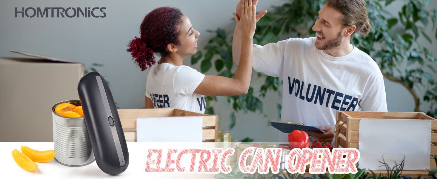 Homtronics Electric Can Opener, [Builtin Rechargeable Battery] One