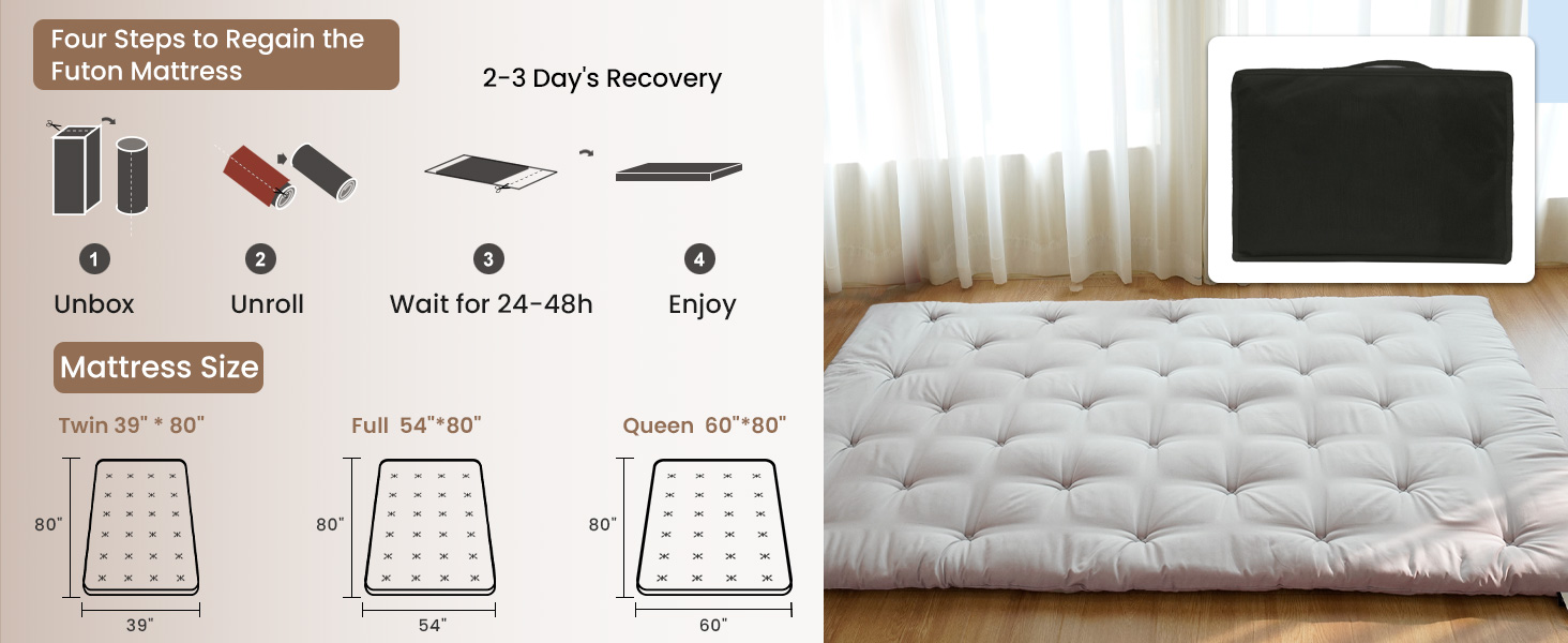 Syrinx Japanese Floor Futon Mattress Full Size, Foldable