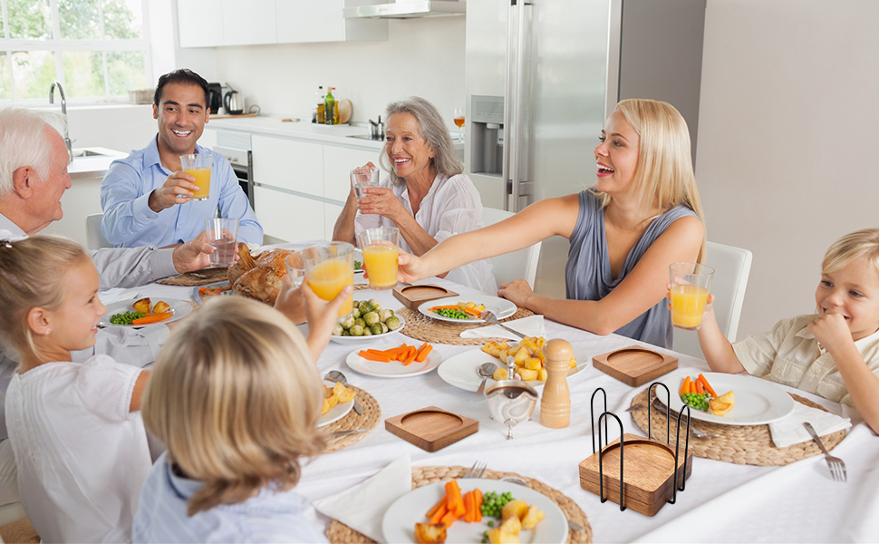 wood coasters set of 6