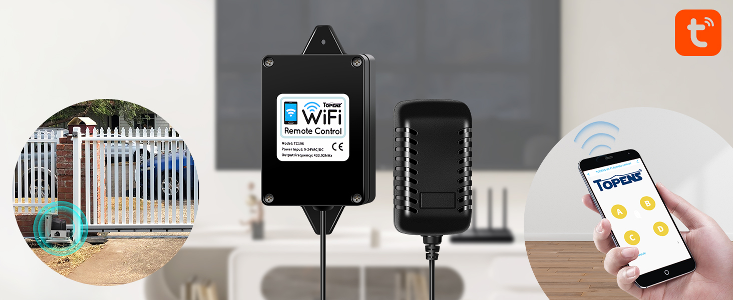 TOPENS TC196 Tuya WiFi Remote Control for Automatic Swing Sliding Gate Opener Garage Door Opener