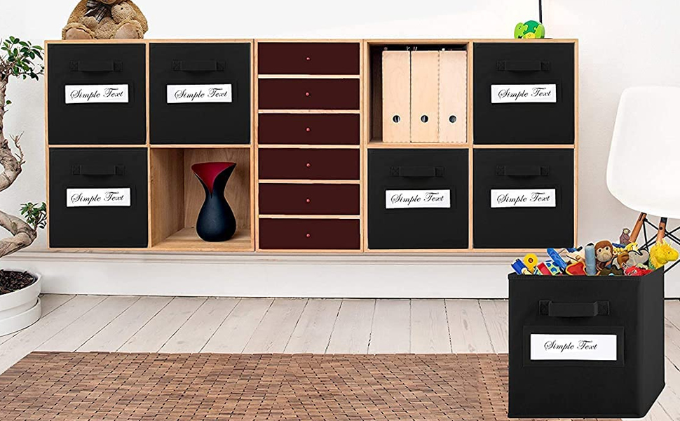 artsdi 13x13 Inch Cube Storage Bins(Set of 8)Basket Bins with 8 Labels Window