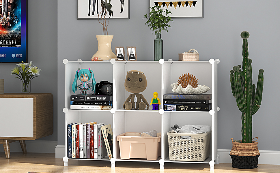 FUNLAX Cube Storage Shelf, 6 Cubes Closet Organizers and Storage