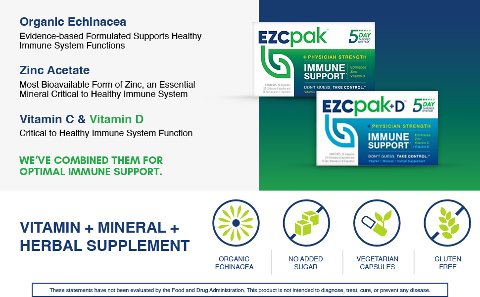 EZC Pak 5Day Immune System Booster with Echinacea, Vitamin