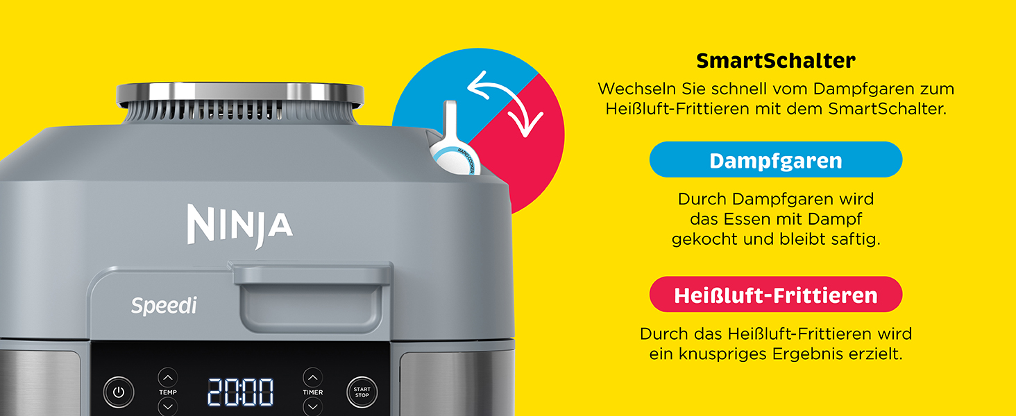 Amazon.de Ninja Speedi Multikocher, 5,7L, 10in1 Multicooker, Airfryer Heißluftfritteuse, Slow