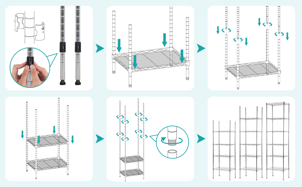 Yewuli Wire Shelf Narrow Shelving Unit Tall Skinny Shelf
