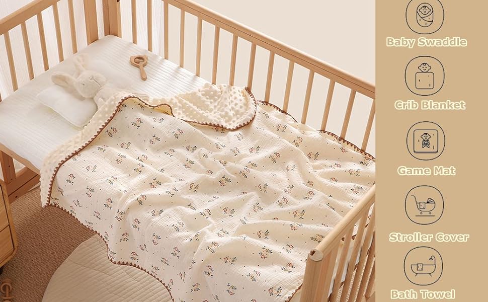 muslin baby quilt baby blanket for girls boys neutral muslin balnket fuzzy baby blanket minky soft