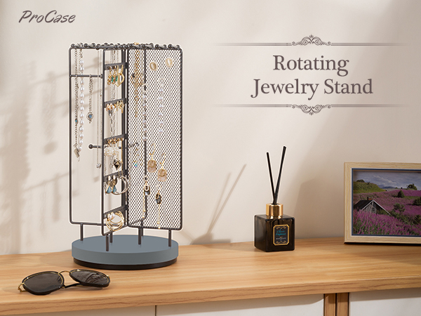 ネックレスかけ Amazon｜Procase ジュエリーラック アクセサリー収納 360°回転式