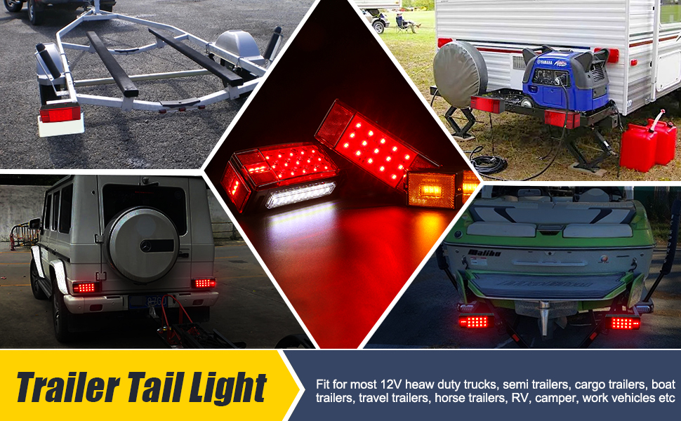 EXERAUO Boat Trailer Lights, Led Trailer Lights Submersible Kit, Brake Stop Turn