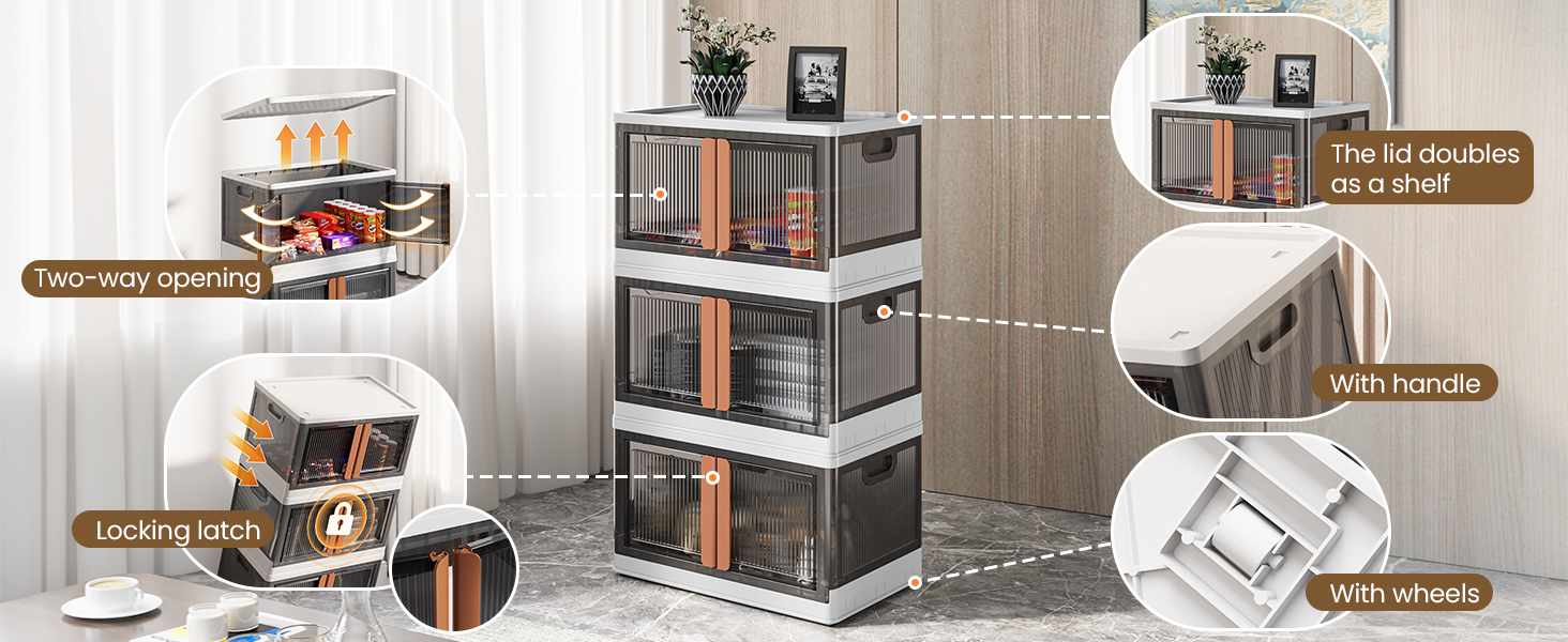 Collapsible Storage Bins with Lids & Wheels