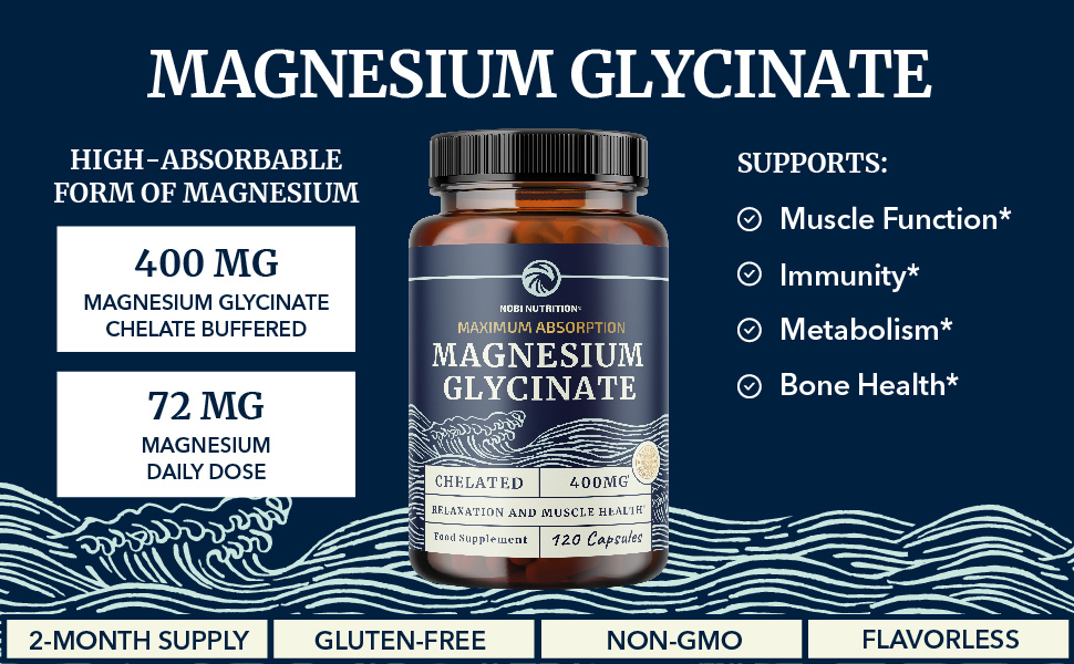 Magnesium Glycinate 400mg Chelated Bisglycinate for Muscle Relaxation