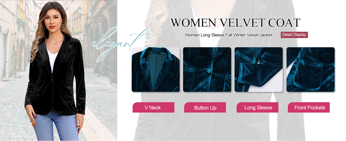 Women's Velvet Blazer Jacket