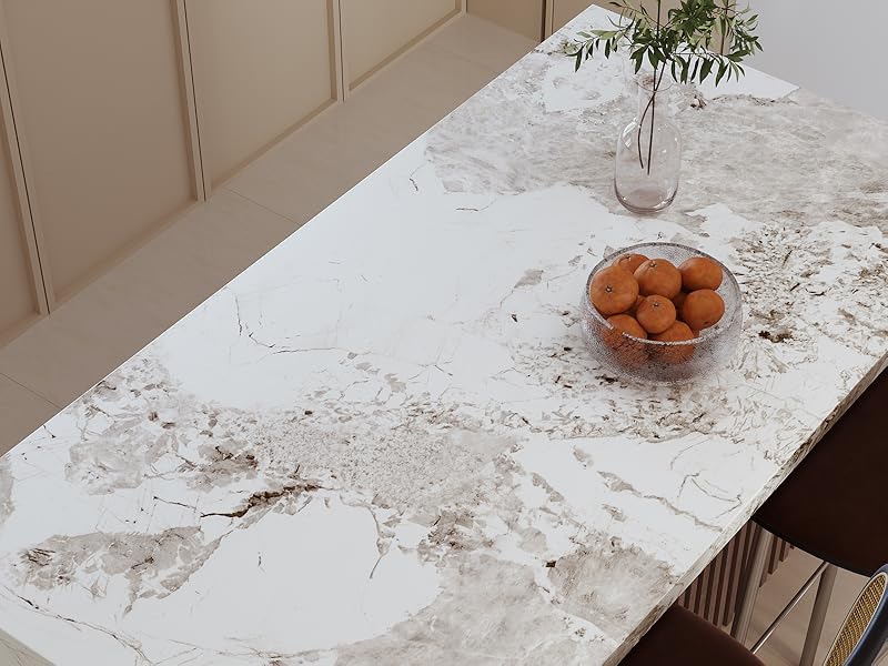 VaryPaper White Brown Marble Effect Peel and Stick Wallpaper 40cmx200cm Marble Sticky Back Plastic Roll Contact Paper for Kitchen Countertops Washable Kitchen Wallpaper Marble Vinyl Wrap for Furniture 13 self adhesive marble wallpaper marble sticky back plastic