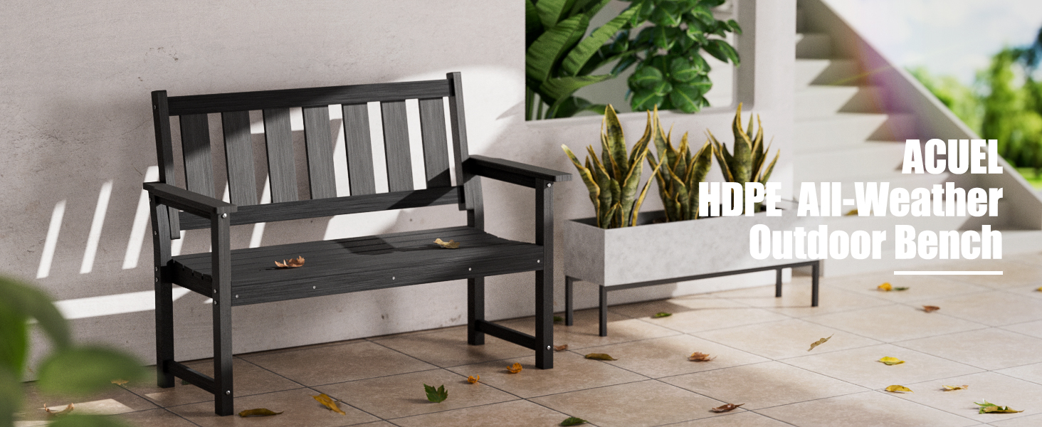 black outdoor bench