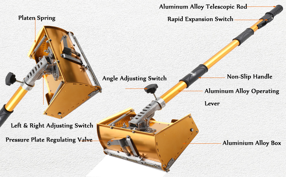 Professional 10 Drywall Flat Finishing Box with 4166 Box Handle Extension, Drywall knife Tools