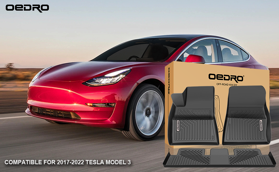 OEDRO Floor Mats Compatible for 20172021 Tesla Model 3, Unique Black