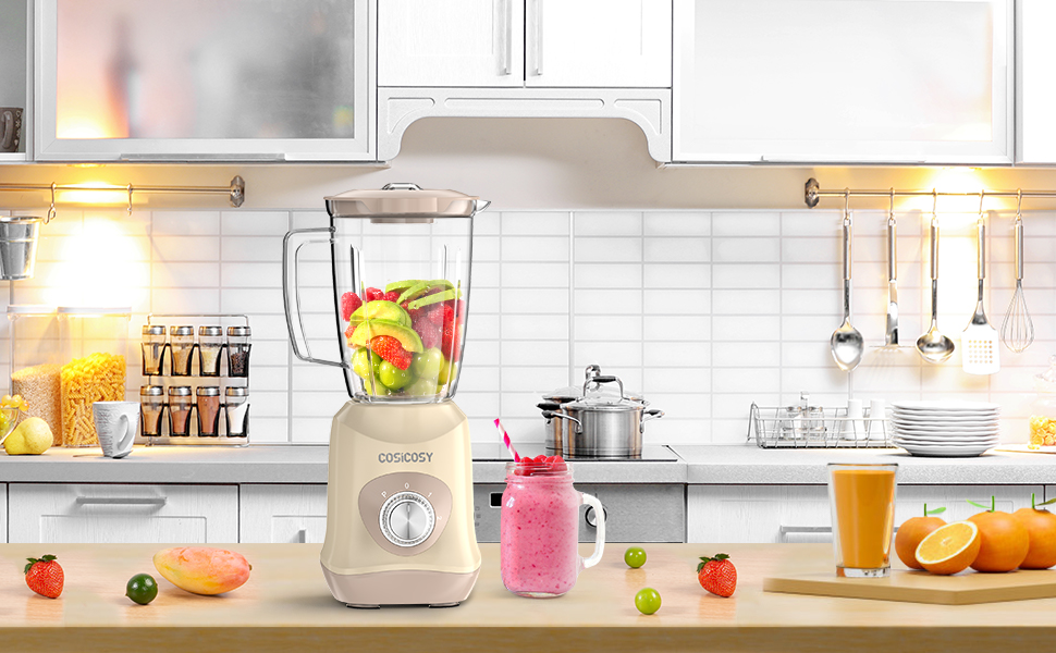 Jug Blender, Cosicosy Juice Blender with 1L BPA Free Jar, 500W Electric