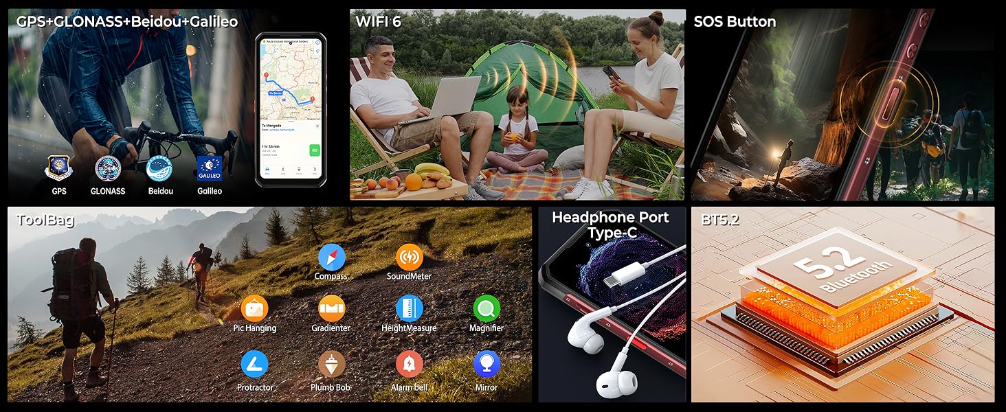 OUKITEL WP56 5G rugged smartphone unlocked Android 15 with camping light