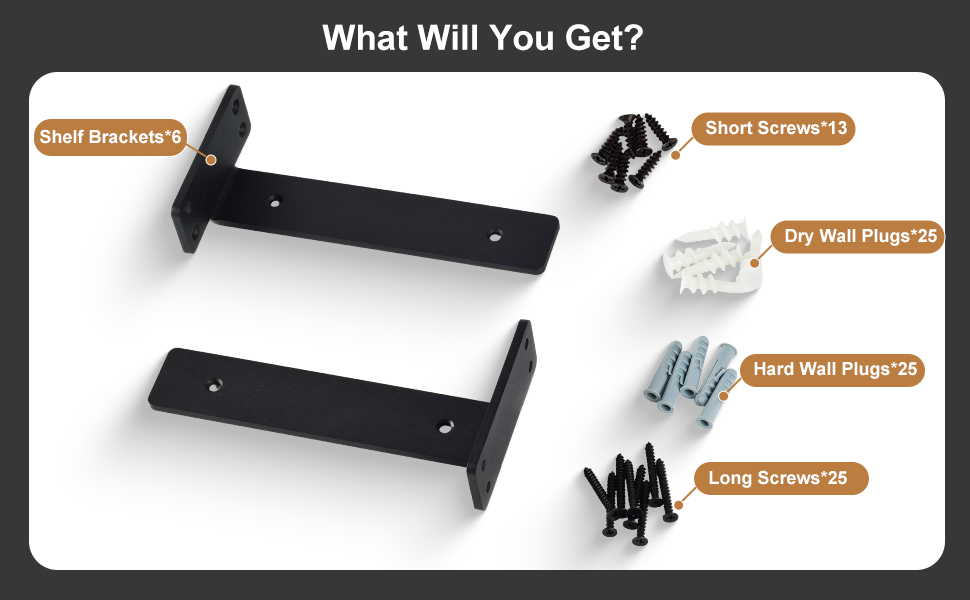 Floating Shelf Brackets5mm Thick Heavy Duty Black Metal L Bracket