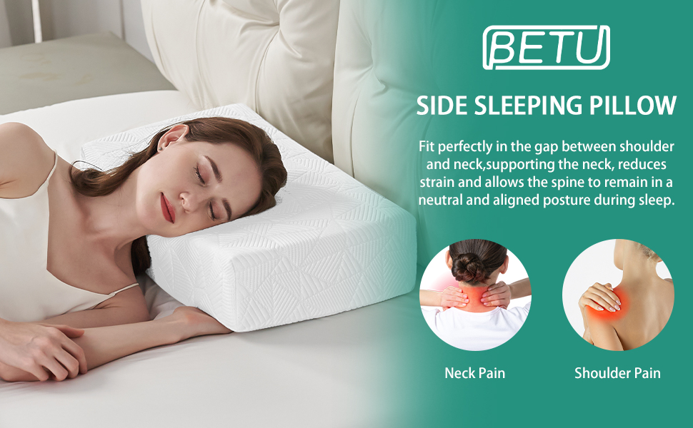 BETU Cooling Cube Pillow for Side Sleeper (24"x12"x4", Thin