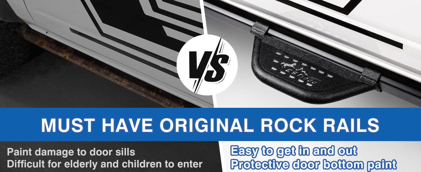 Ford ブロンコ 21-24年 ロックレール サイドステップ｜カスタムに最適！ 2Pcs Steel Side Steps Running Boards Rock Rails for Ford