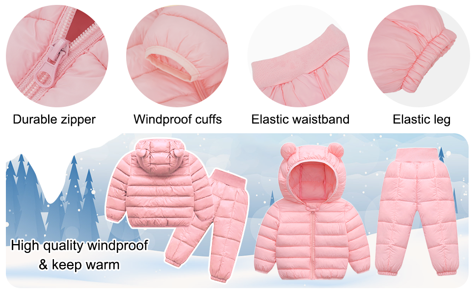 baby girl puffer jackets and pants