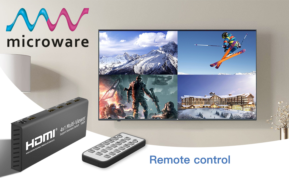 Buy Microware HDMI 4x1 MultiViewer, HDMI 4x1 Quad MultiViewer