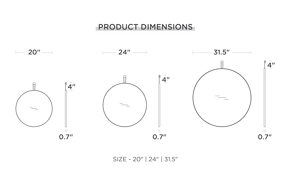 harmati Round Mirror Circle Gold Circular Mirror 20 Inch