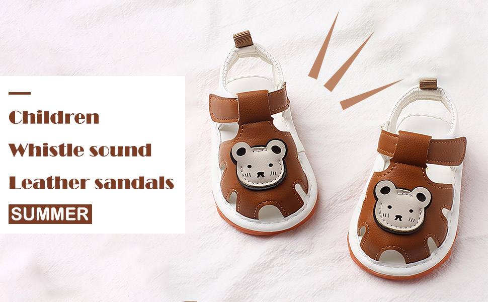Childrens Bear Leather Foam Sandals 