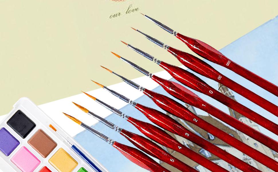 Fine Detail Paint Brush Set Madeki 9PCS Profession Miniature Painting Brushes for Fine