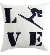 Eddie Bauer - Decorative Pillow, Textured Square Throw Pillow with Zipper Closure & Loop Embroide...