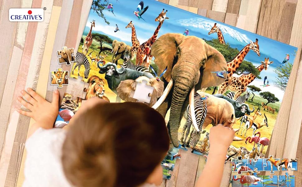 animals of africa jigsaw puzzles children activity game gift for boys & girls ages 7 & up