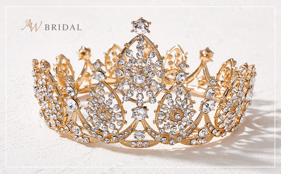 Baroque queen crown gold crystal Halloween birthday crown