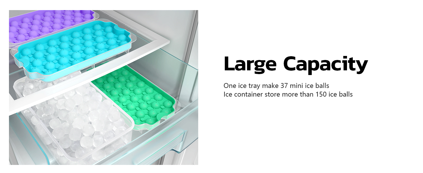 Upgrade Round Ice Cube Tray with Lid & Bin, TINANA Silicone