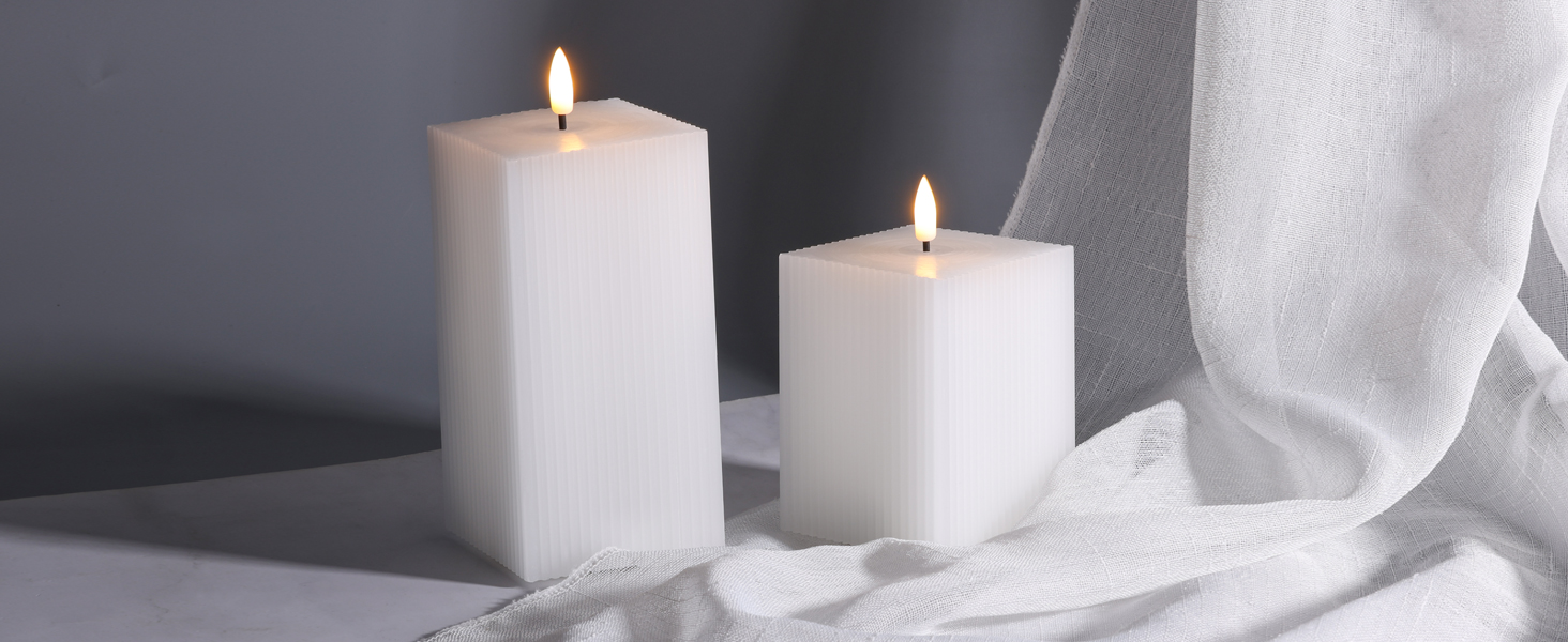 White Square LED Candles