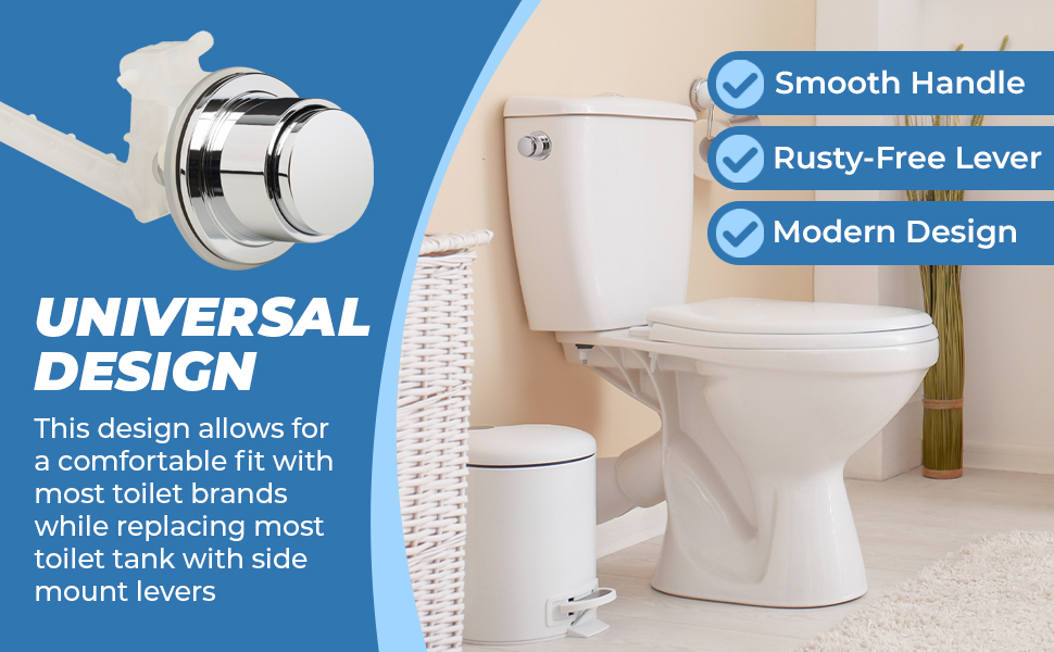 RAVINE Plastic Push Button Flush Lever Handle Side Mount Toilet