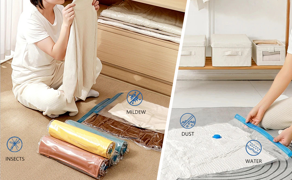 Sac sous Vide Vetement Aspirateur et Pompe Électrique 10 Pièces