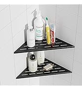 Neodrain 12 Inch Matte Black Corner Wall Shelf Set of 2, Floating Corner Shelves for Wall, 304 St...