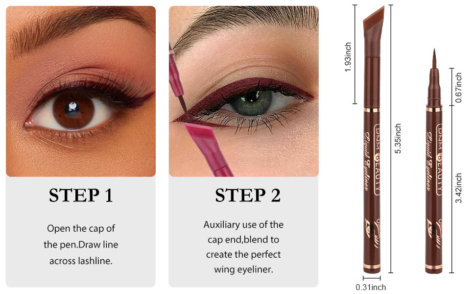 2Pcs Dark Light Brown Liquid Wing Eyeliner Colorful Pen Set