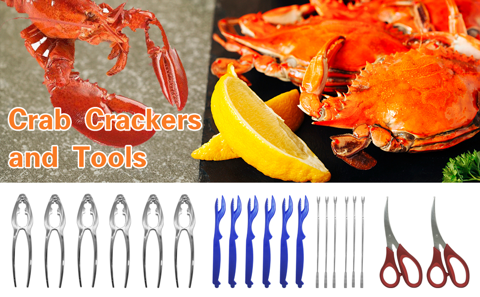 Crab Crackers,Lobster Cracker Tools21Pcs Seafood Tools Set Including 6