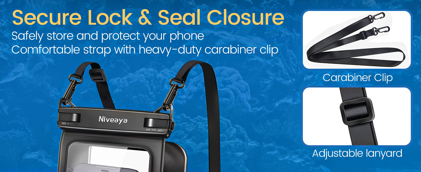 Waterproof phone pouch for swimming and snorkeling, offering total phone protection and clear photography access for all models