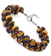 Triple Protection Bracelet for Men - HASKARE Natural Stone Tiger Eye Hematite Obsidian Handmade B...