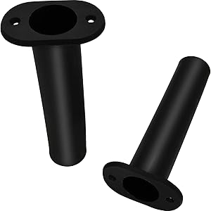 Fishing Rod Holder Black Plastic with UV Resistant 90 Degree Flush Mount 2PCS for Yacht and Boats